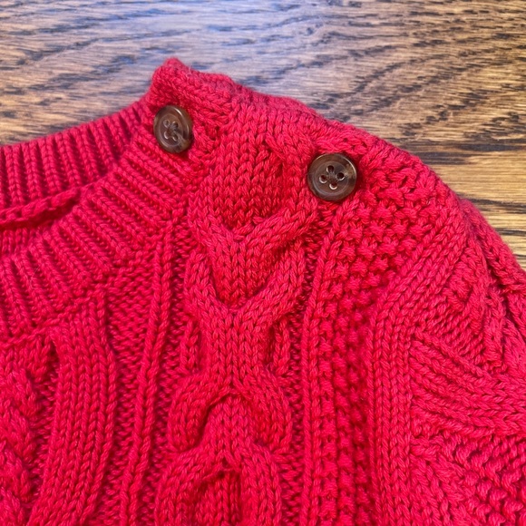 Baby GAP Kids Solid Christmas Holiday Red Cable Knit Sweater Size 18-24 Months - Picture 5 of 10